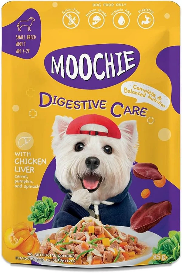 Moochie Digestive Care With Chicken & Liver Pouch For Dogs, 85g
