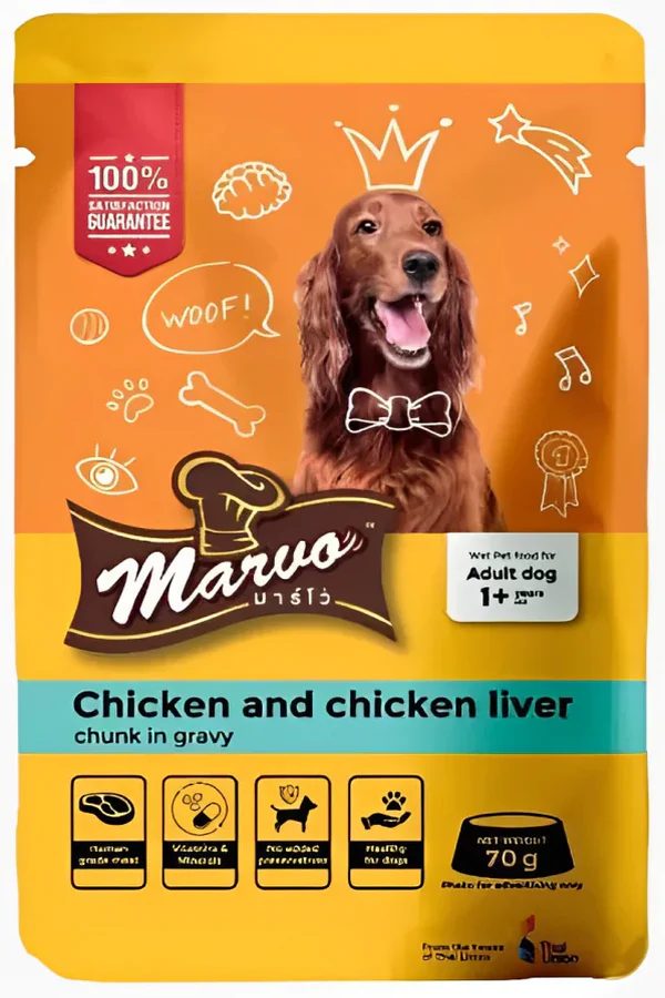 MARVO Wet Gravy Dog Food, Human Grade High Protein Chicken - Chicken Liver 70gms (Chicken Pate)