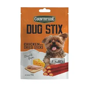 COUNTRYSIDE Duo Stix, 70g (Chicken with Cheese/Milk with Strawberry Duo Stix)