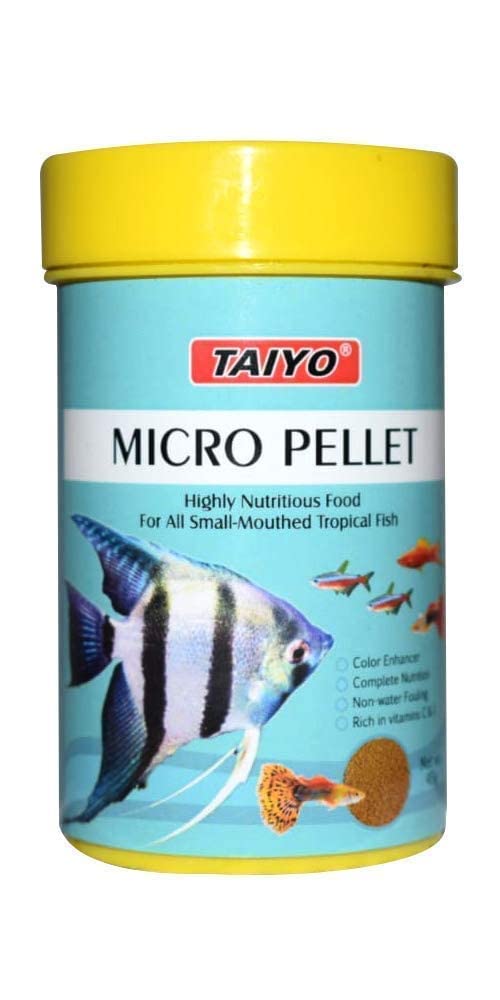 Taiyo micro Pellet, 45g / Tropical Flakes, 50g/ Cichlid Flake Fish Food 25 g / Flakes for All Fishes, 50g/ Spirulina, 50g/ Guppy bit, 45g
