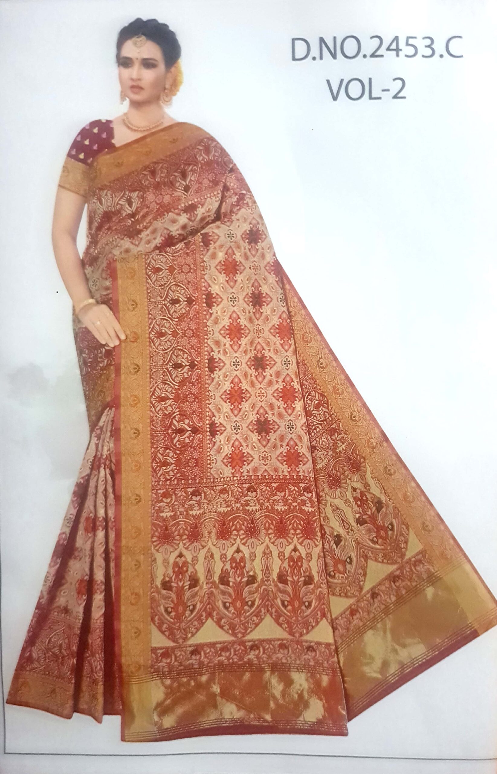 Grand Silk Printed Saree With Blouse - Image 2