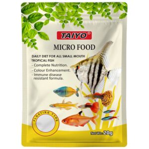 Taiyo Micro Yellow / Green Fish Food 20 grams Pouch – Floating for Small Tropical Fish (Pack of 5)
