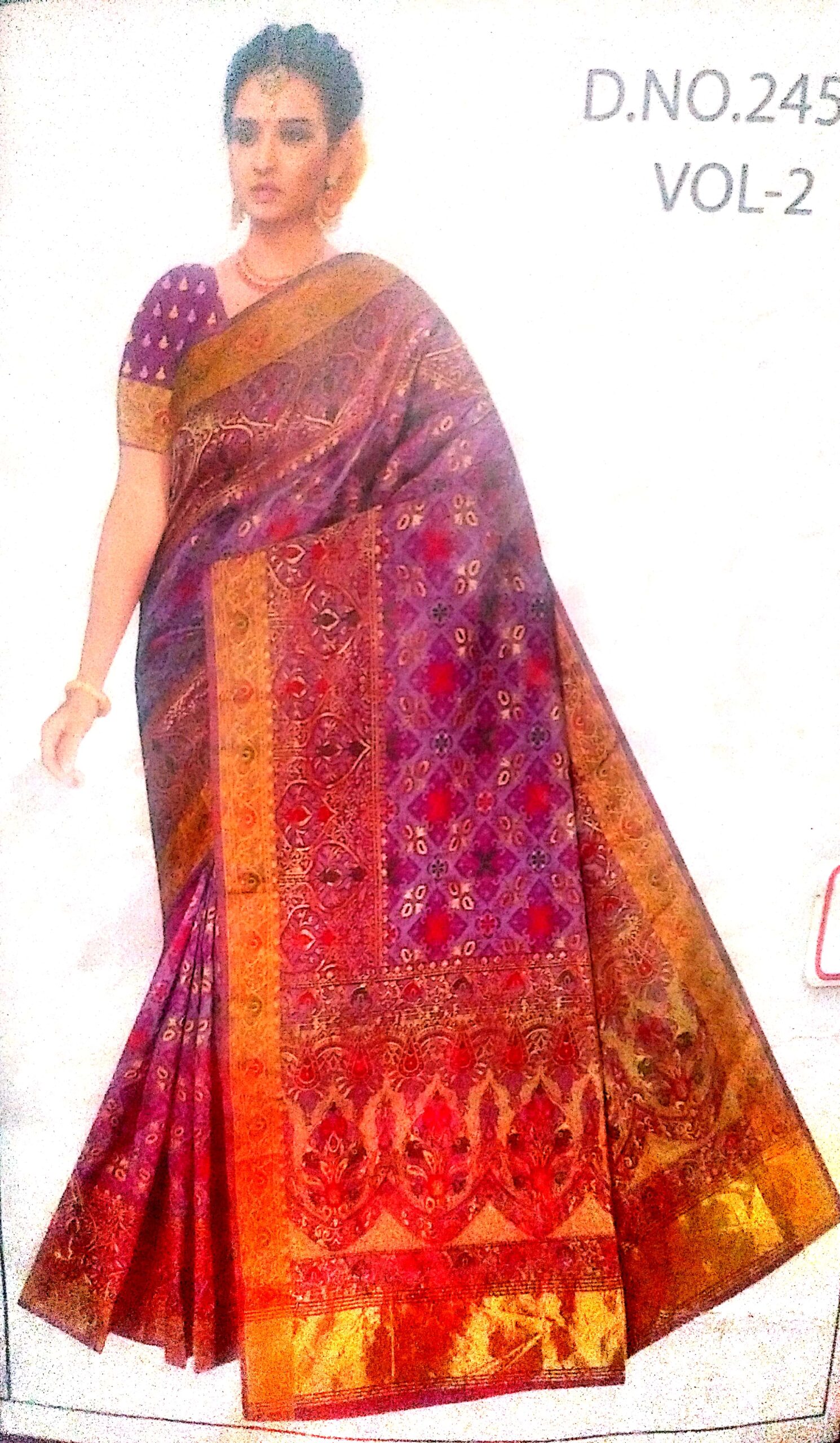 Grand Silk Printed Saree With Blouse - Image 3