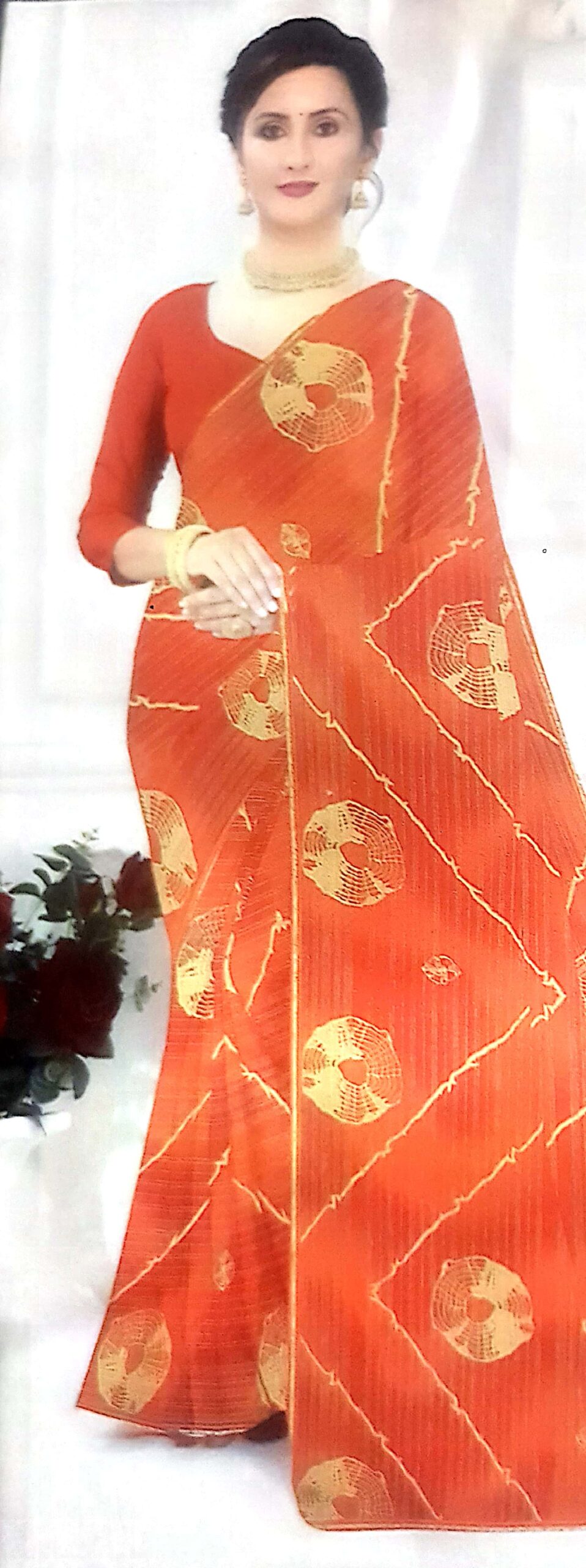 Fashion Type Dot Simple Jari Stoned Saree With Blouse