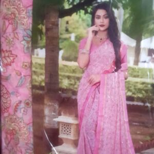 Garden Vareli Summer Roganza Viscose Brasso Floral Print Saree with Unstitched Blouse Piece