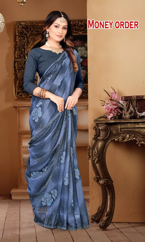 Printed Magic Check Jari Shining Saree - Image 5