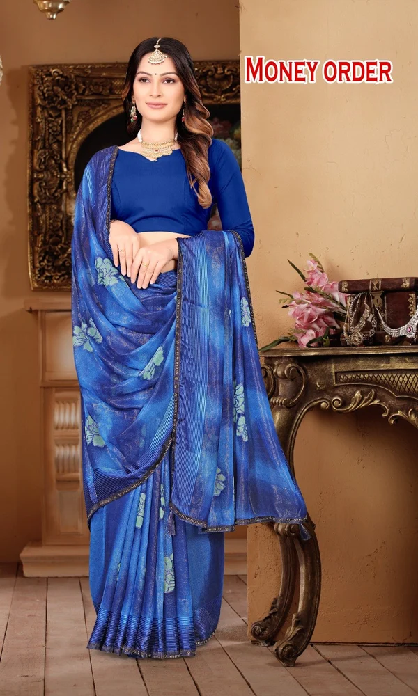 Printed Magic Check Jari Shining Saree - Image 2