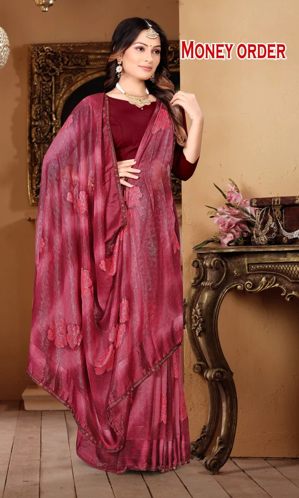 Printed Magic Check Jari Shining Saree - Image 6