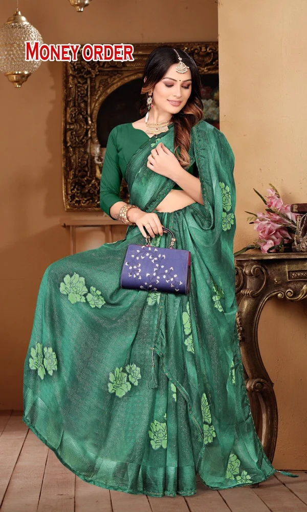 Printed Magic Check Jari Shining Saree